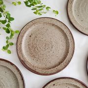 Set of 5 dessert plates by Jean Tessier, Le Cep, in pyrite stoneware.