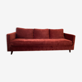 Terracotta convertible velvet sofa