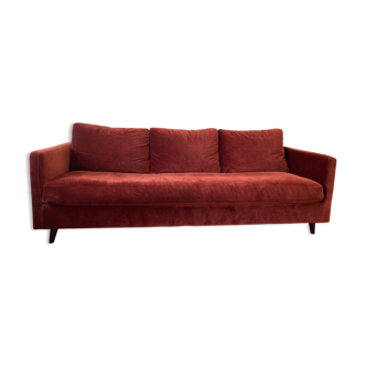 Terracotta convertible velvet sofa