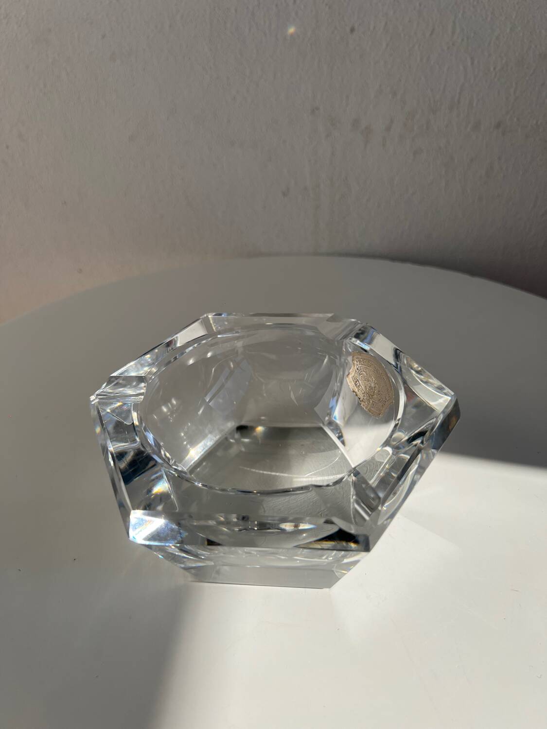 Val Saint Lambert crystal ashtray / pocket emptier