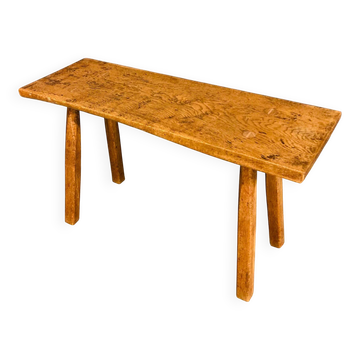 Banc industriel / table de boucher, années 1950, chêne massif