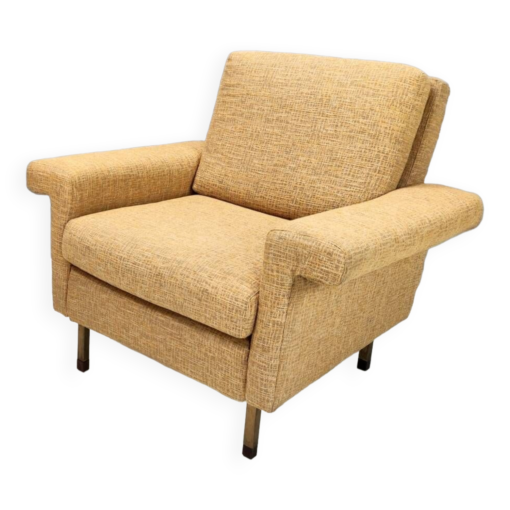 High-Quality Vintage Goldenrod Fabric Armchair, Italy
