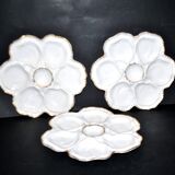 3 Limoges porcelain oyster plates
