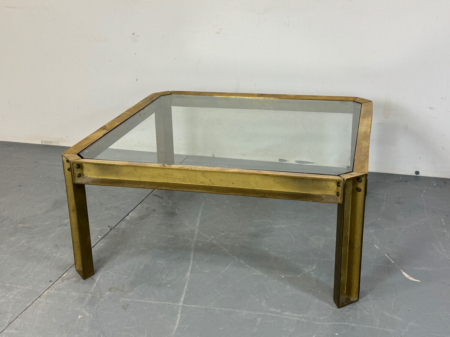 Brutalist Brass T09 coffee table by Peter Ghyczy 1970