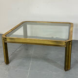 Brutalist Brass T09 coffee table by Peter Ghyczy 1970