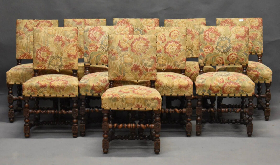 Suite of 10 Louis XIII style chairs