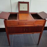 Dressing table with mirror and leather covering