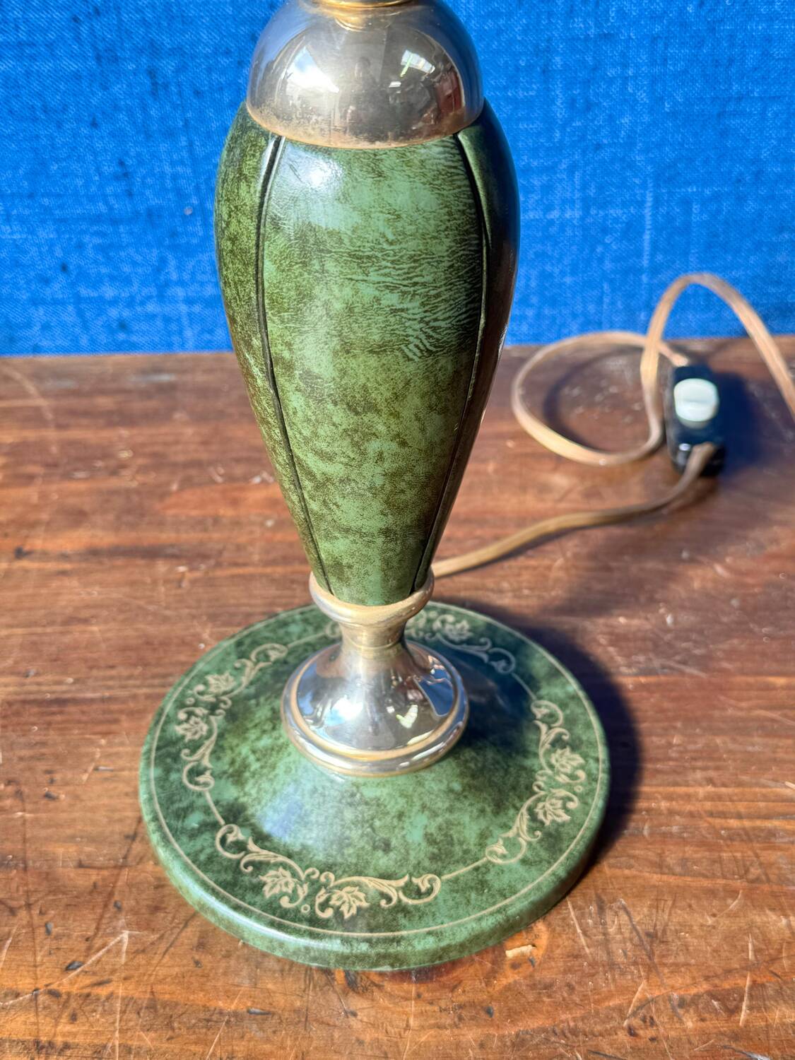 Pied de lampe vintage Le Tanneur cuir/laiton 1980’s