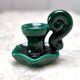 Beautiful vintage candle holder in green slip – glazed ceramic