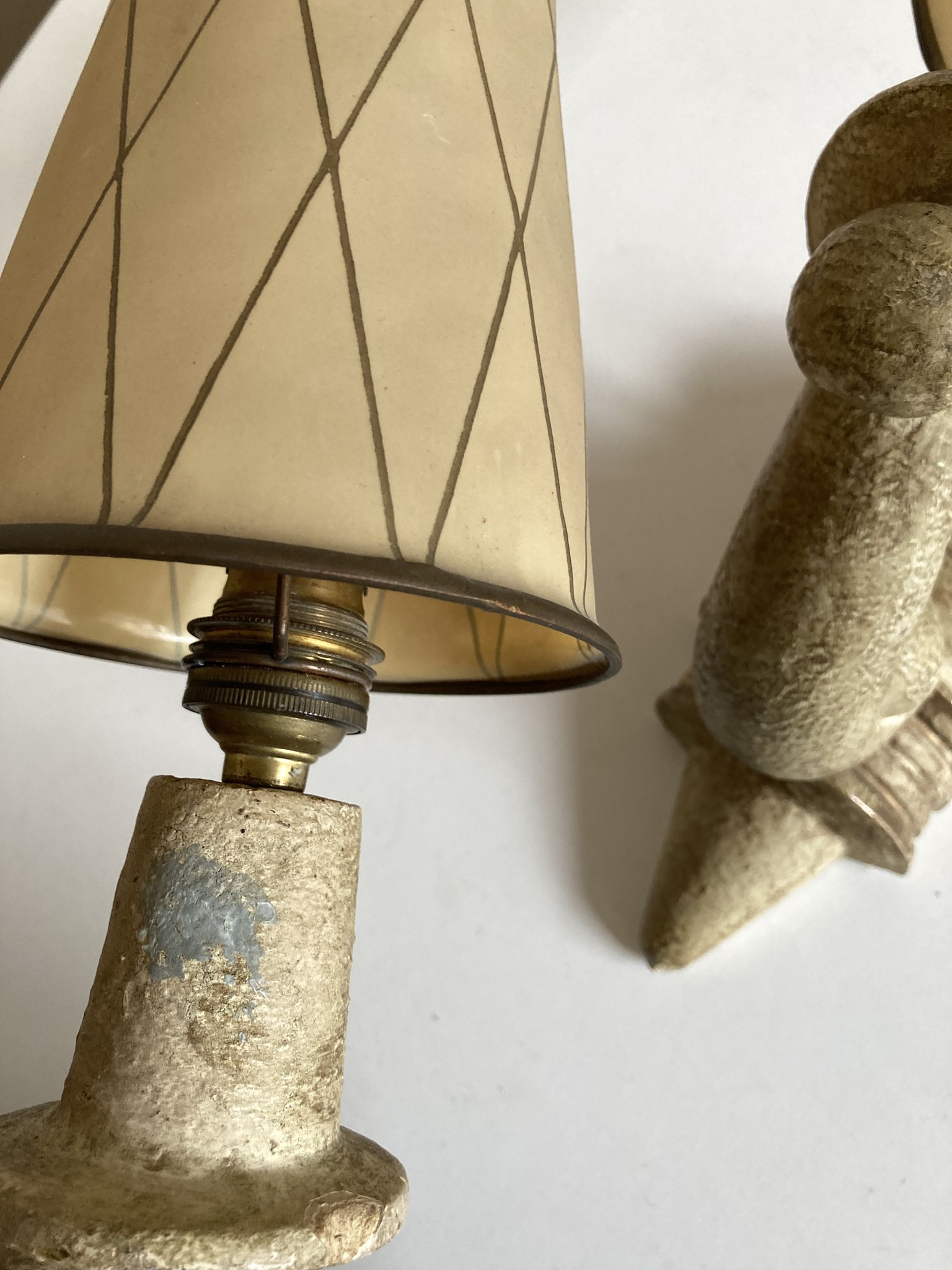 Pair of Arlus torchlight wall light in art deco plaster 1950