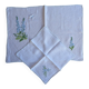 Duo de table brodé main en voile de lin – Delphiniums & Papillon