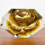 Vintage Italian Sommerso yellow glass bowl, Murano, 1970s.