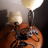 Duo of lamps iron forge and tulip 1920/30