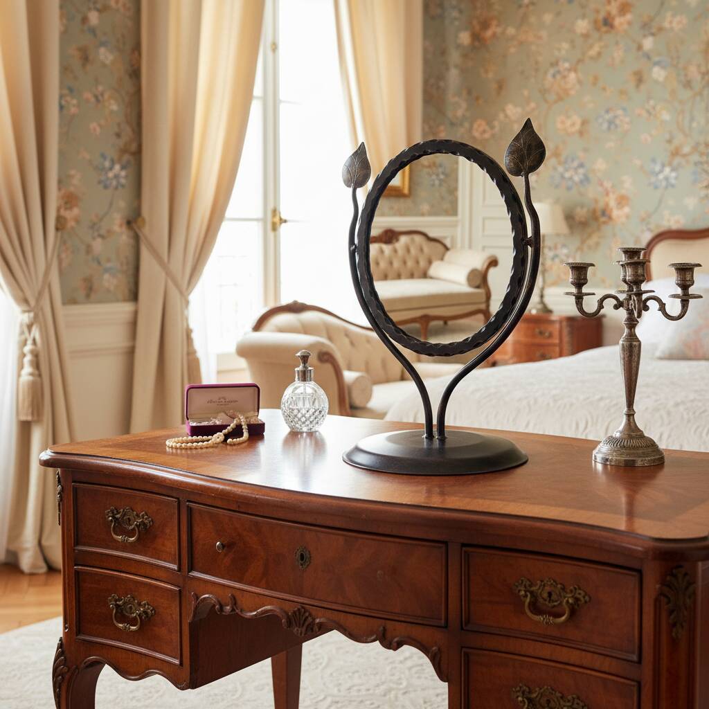 Hand Forged Iron Tabletop Vanity Mirror (55cm)