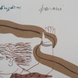 Alekos FASSIANOS: Elegant man on a bicycle, signed lithograph.