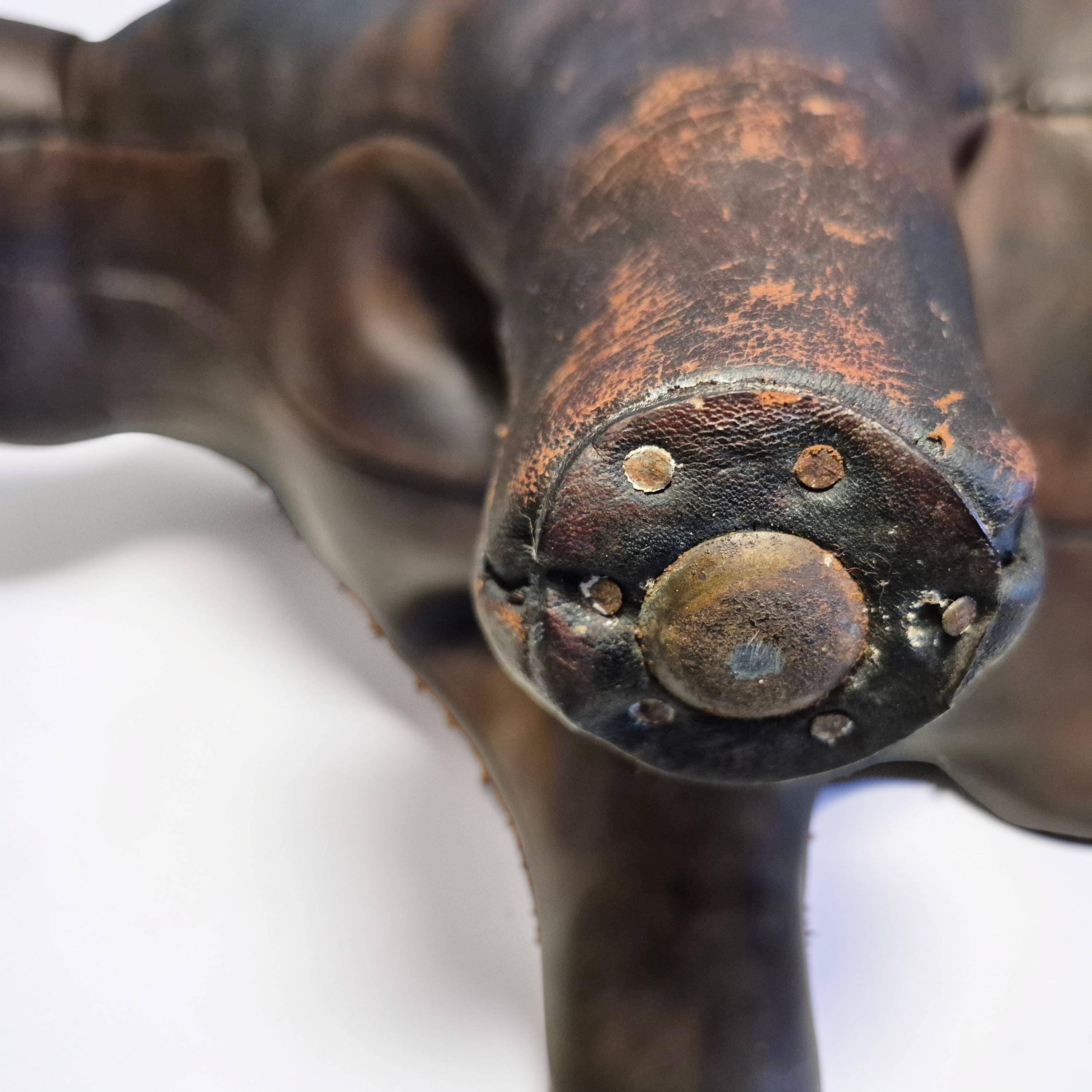 Leather Bulldog ottoman by Dimitri Omersa, England 1960s