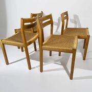 Dining chairs J.H. Møller model 401 in oak with original Danish cord — Denmark, 1970s