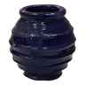 Pot rustique jarre vase terre cuite céramique émaillée bleu majorette