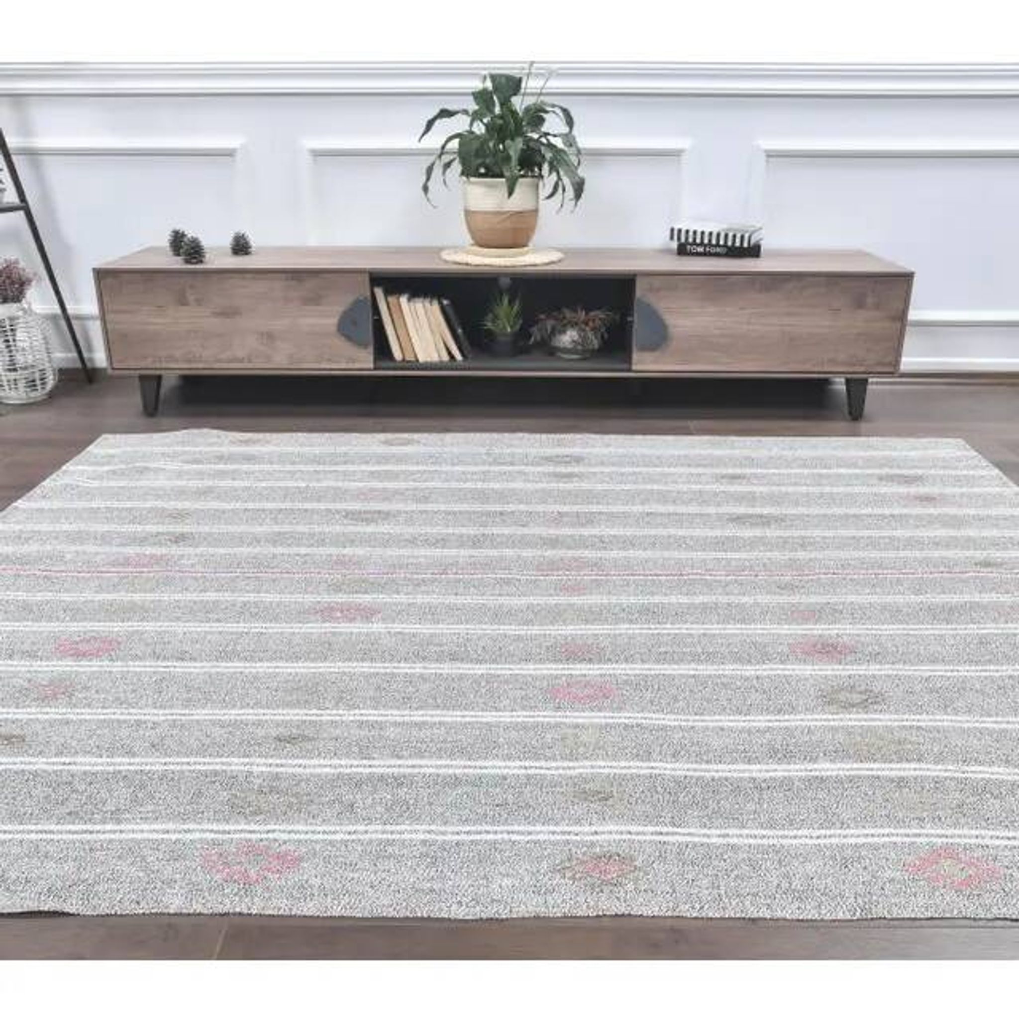 1970s Handwoven Vintage Turkish Wool Flatweave Kilim Rug 190x260