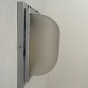 Modernist wall lamp, chrome-plated metal and sandblasted glass, France 1930