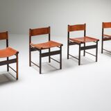 Chaises de Salle à Manger Zalszupin Jacaranda avec sièges en cuir cognac Saddle 1950