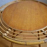 Vintage round rattan coffee table