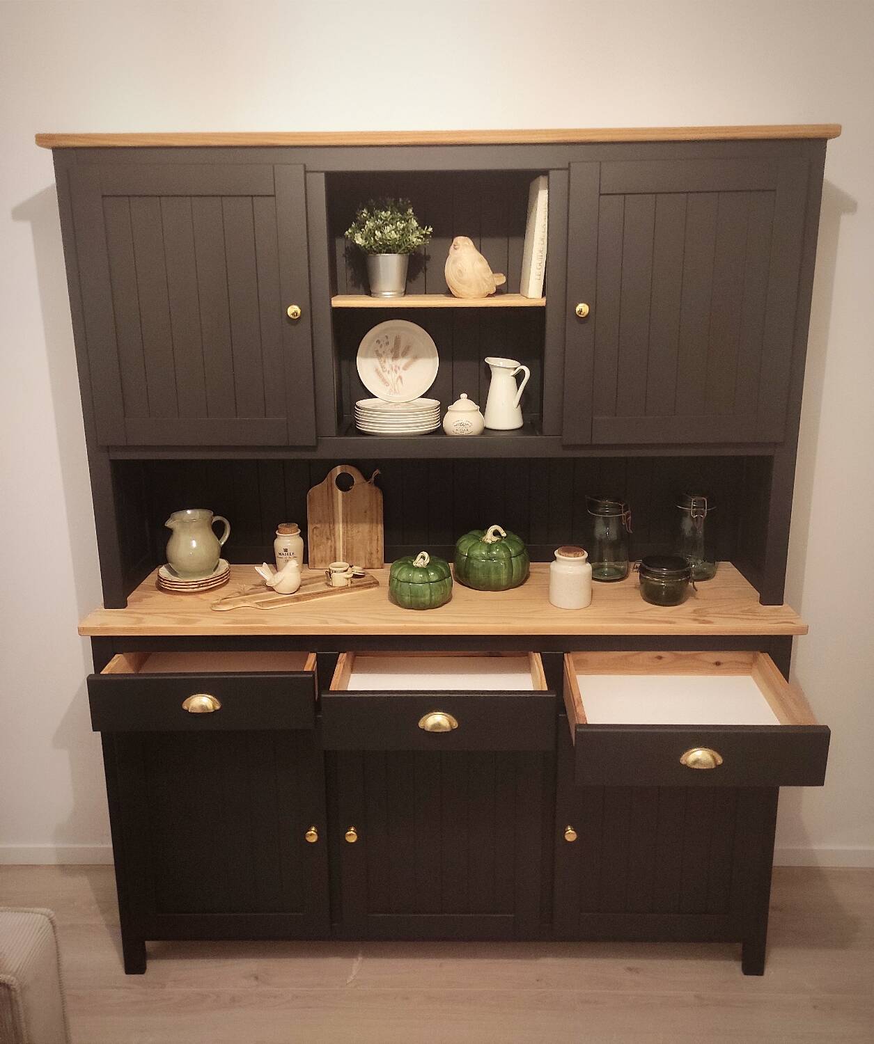 Black and wooden sideboard