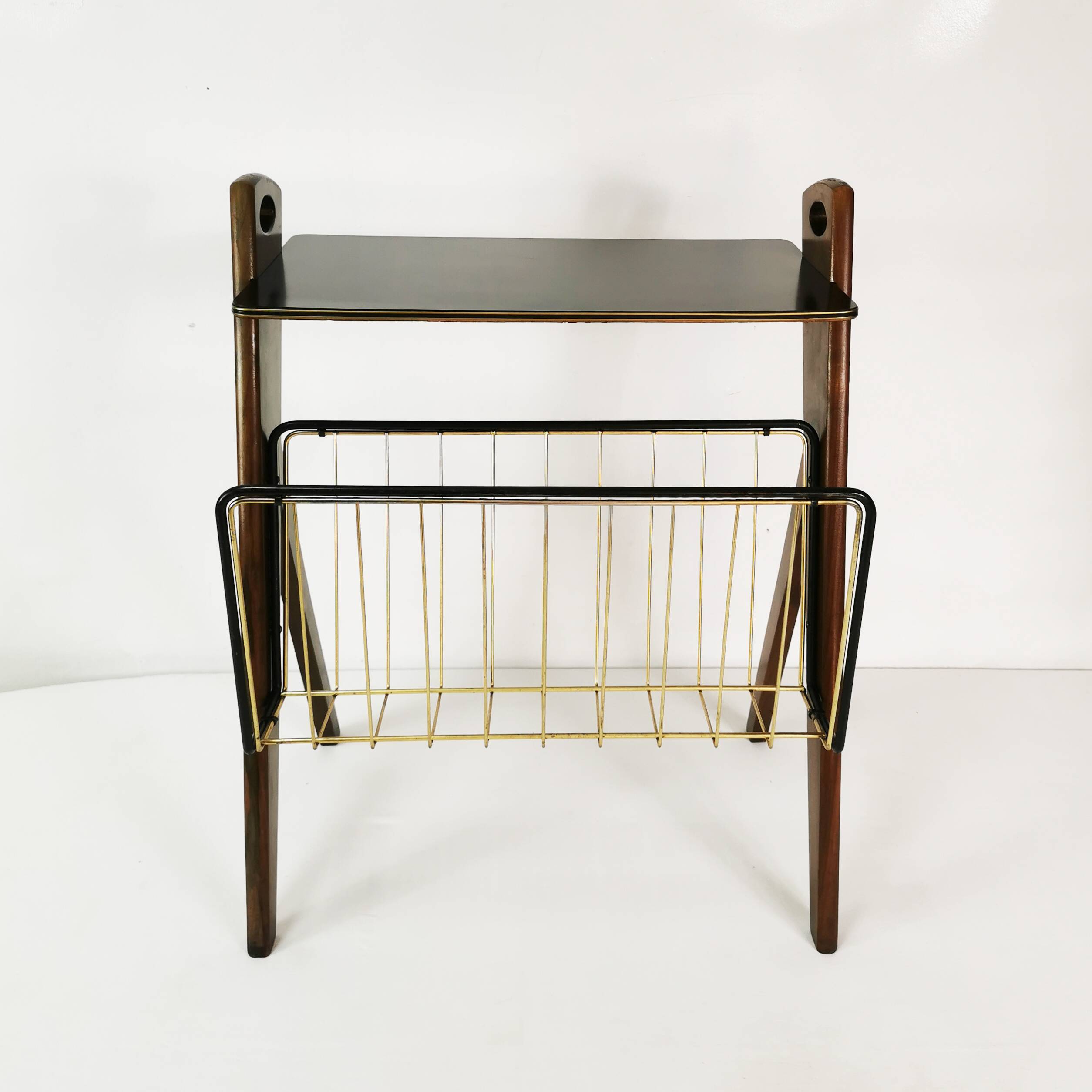 Modernist side table with newspaper rack, Ilse Mobel, Germany, 1960s.