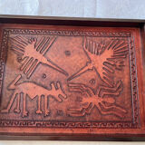 Wood and leather tray