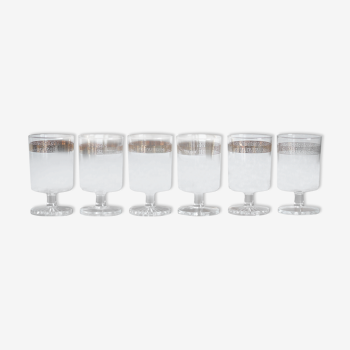 Set of 6 glasses with a golden frieze