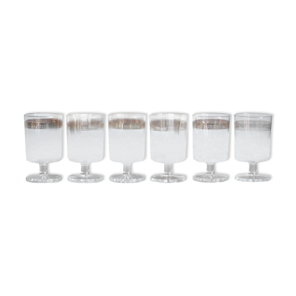 Set of 6 glasses with a golden frieze