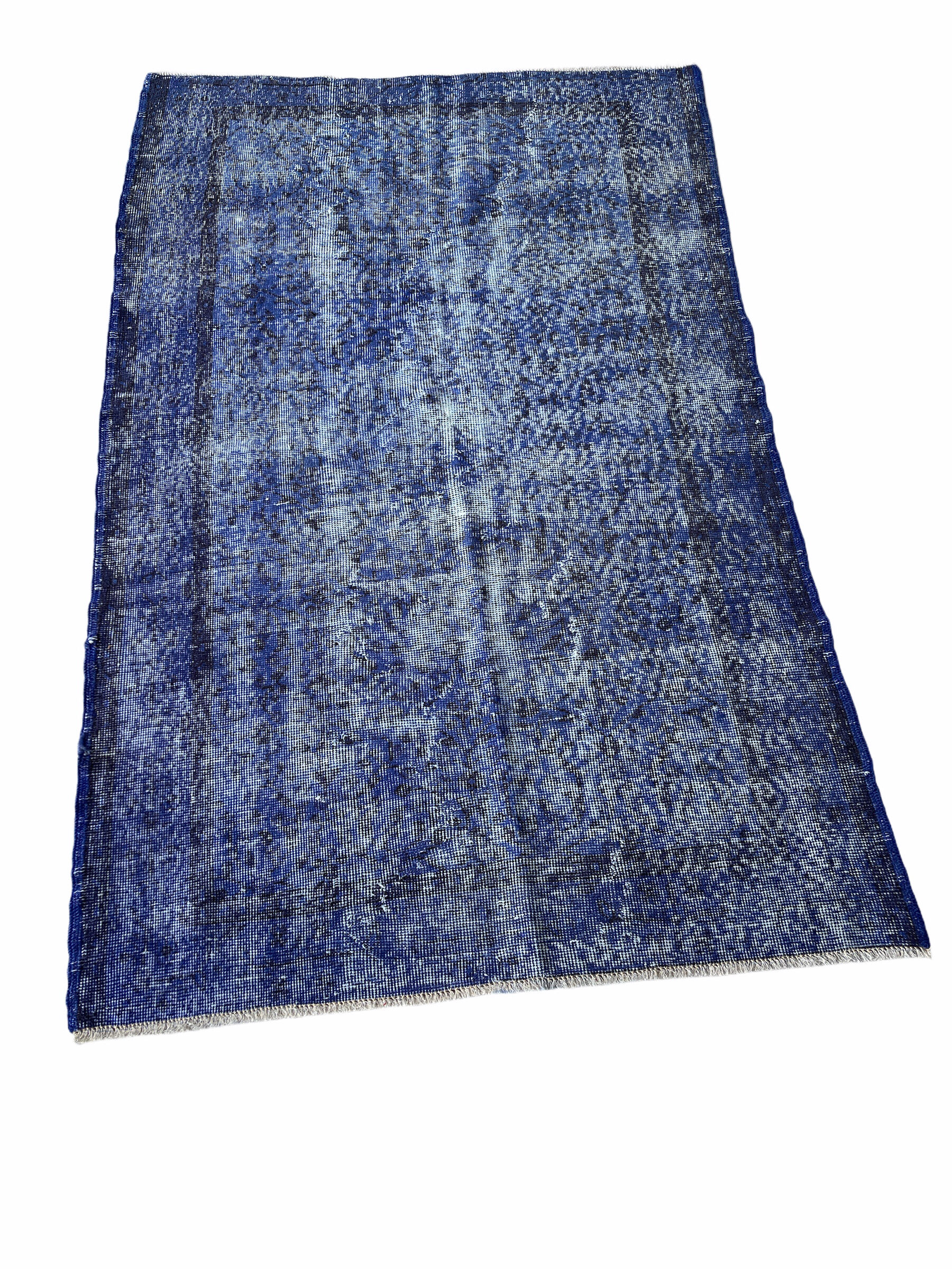 Distressed turkish rug 185x120 cm wool vintage rug, over-dyed red