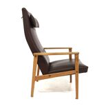 Fauteuil scandinave en skaï Suède 1960