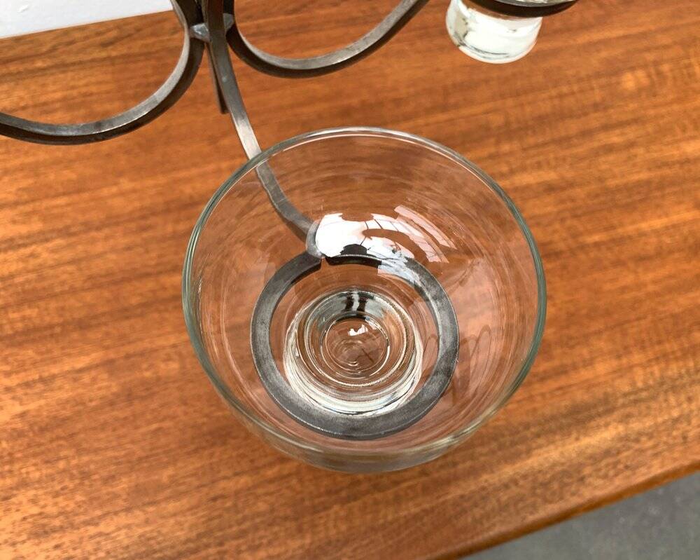 Bougeoir danois en métal et verre du milieu du siècle, années 1960