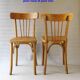 2 chaises bistro par Luterma blondes, 1950, barreaux en éventail
