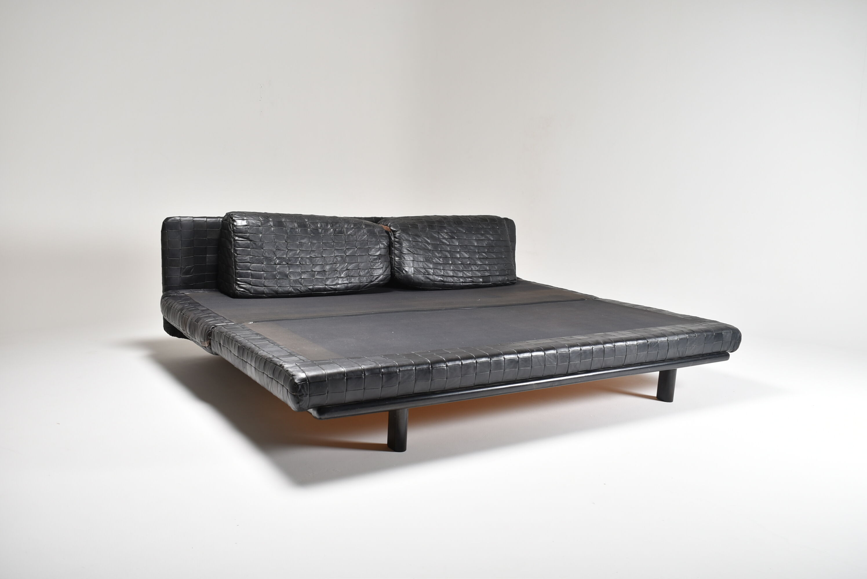 Convertible leather patchwork sofa