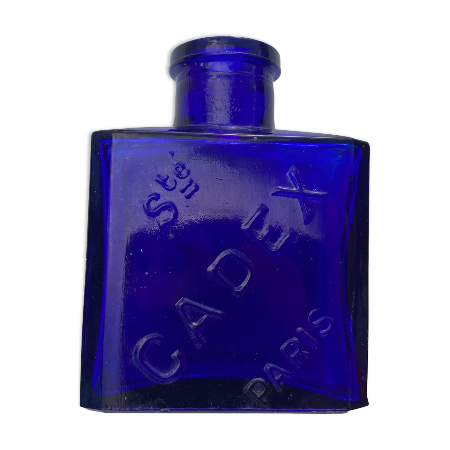 Flacon cadex en verre bleu cobalt