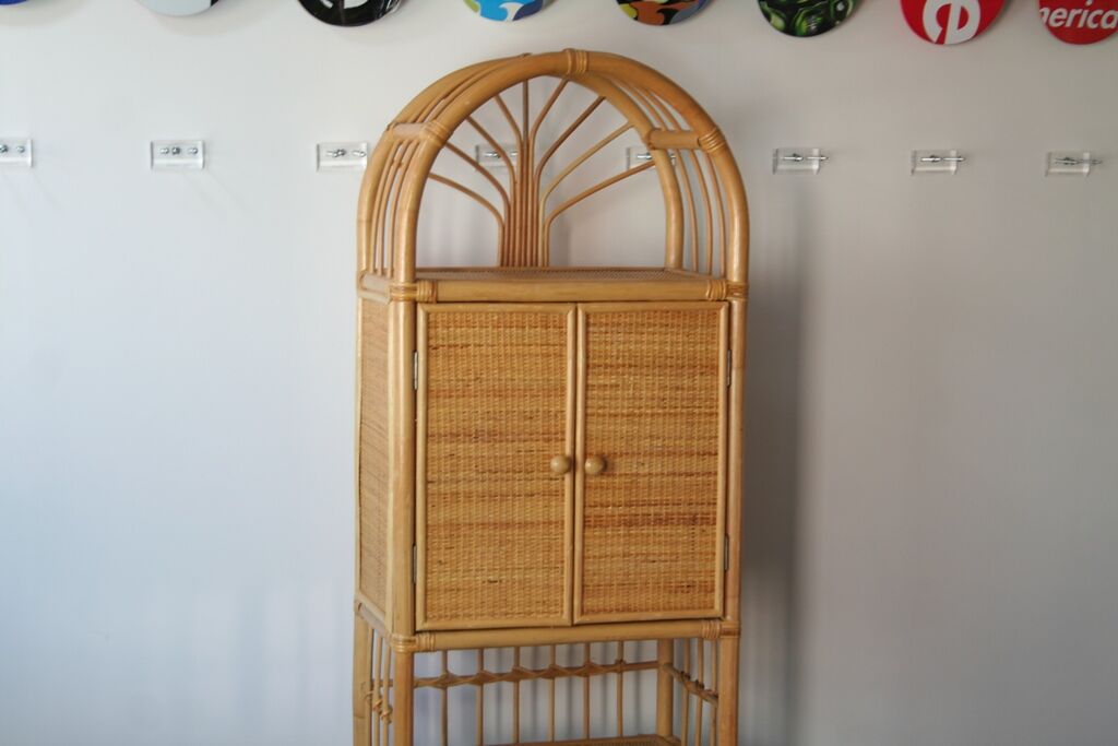 Vintage rattan bookcase 1970