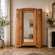Art Deco wardrobe with bevelled mirror in solid raw walnut.