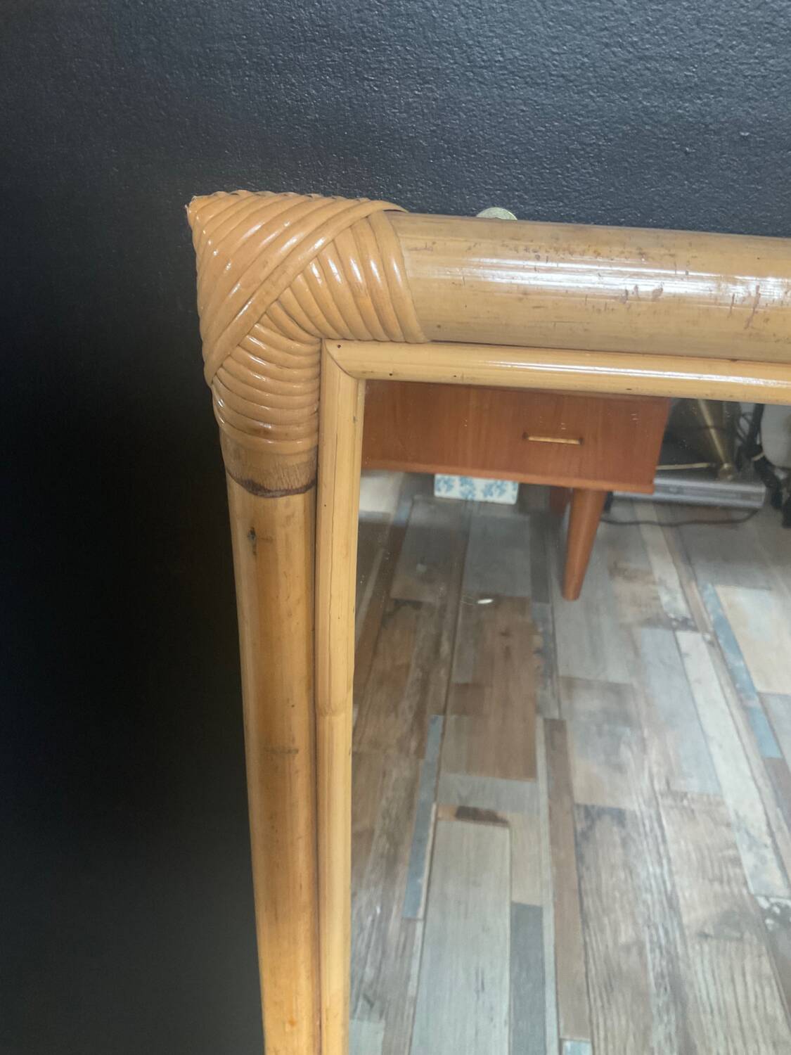 Vintage rattan mirror 76x54cm from the 70s