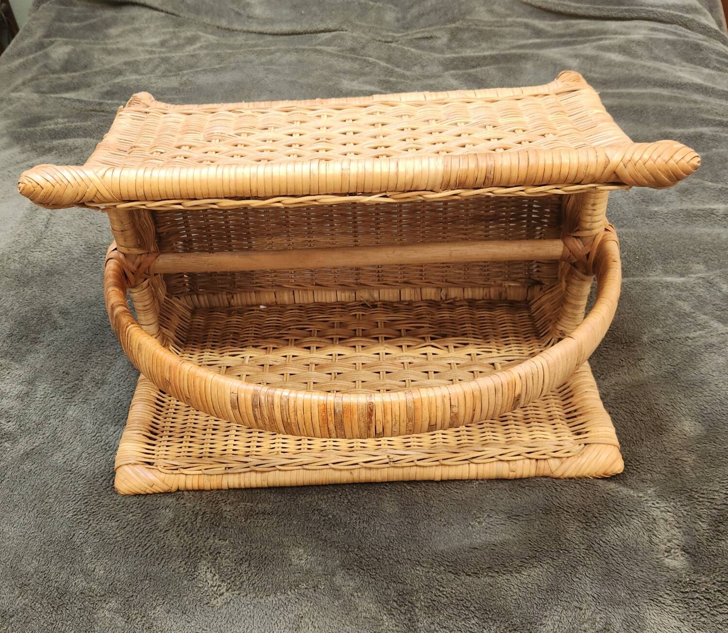 Vintage rattan magazine rack