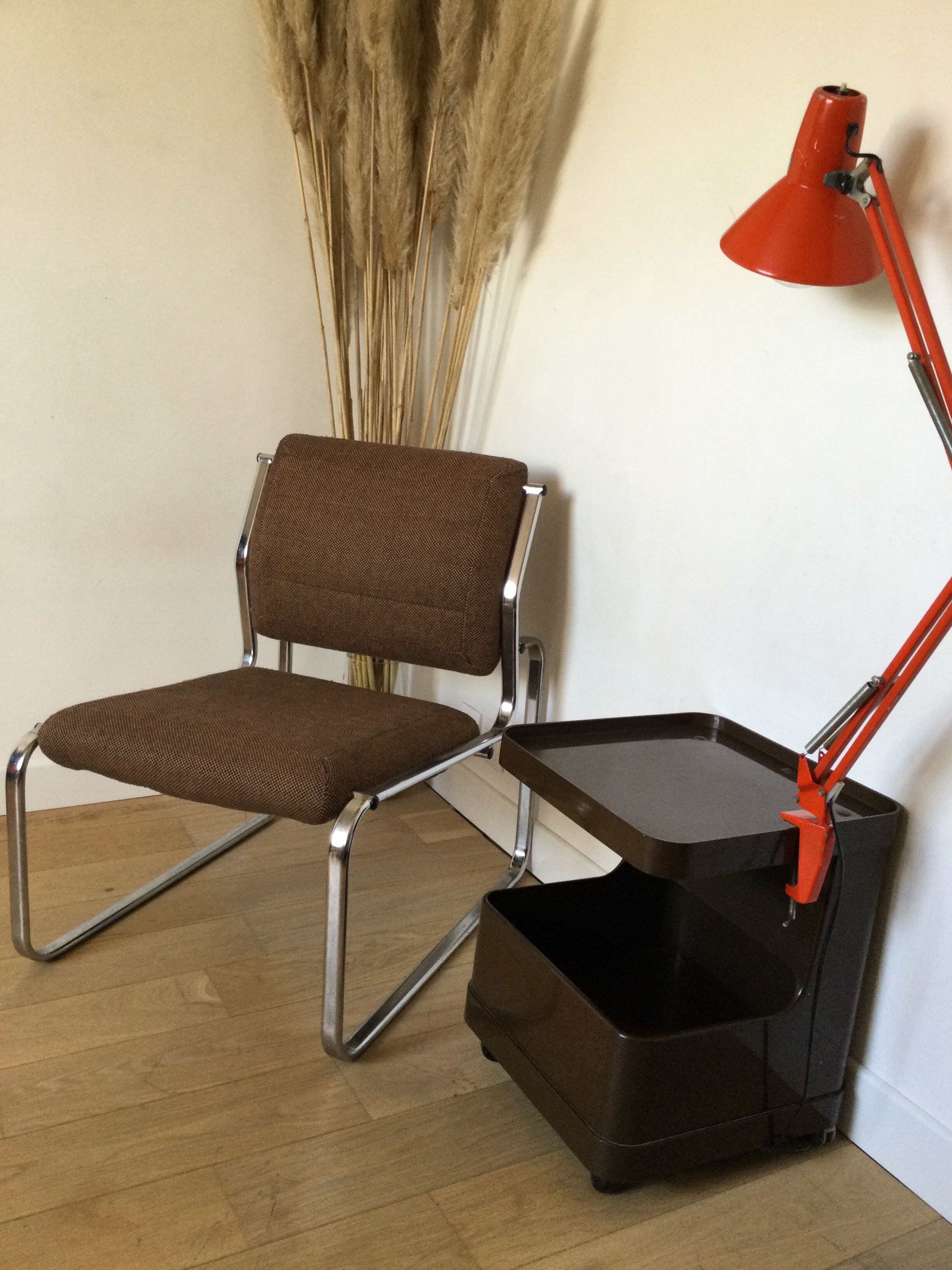 Vintage 60/70s chrome and fabric chair