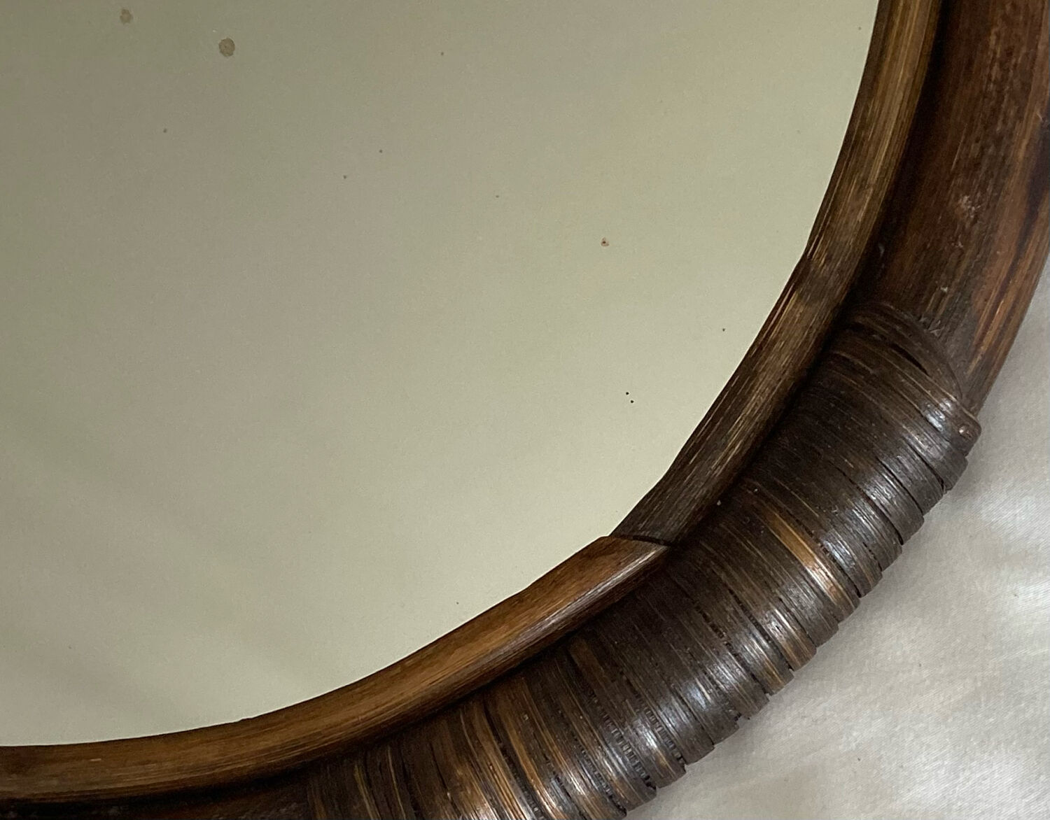 Old rattan "sun" mirror - vintage