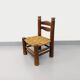 Vintage Charles Dudouyt Brutalist Low Chair in Wood and Straw