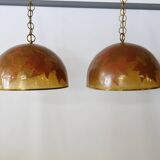 Italian design hanging lamps resin and leaves, 1970s 1980s