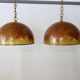 Italian design hanging lamps resin and leaves, 1970s 1980s