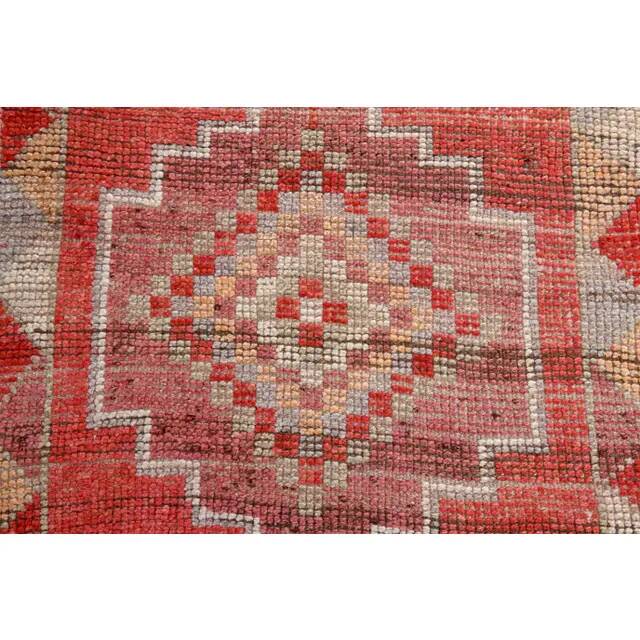 1970s Vintage Turkish Oushak Handmade Wool Cotton Pink Runner Rug 82x300