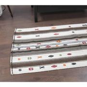 Vintage Turkish Hand-Knotted Wool Cotton White Kilim Runner Rug 65x140