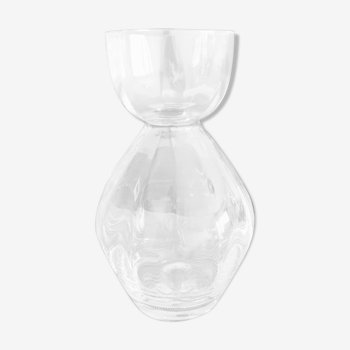 Crystal vase, tulip collar, faceted