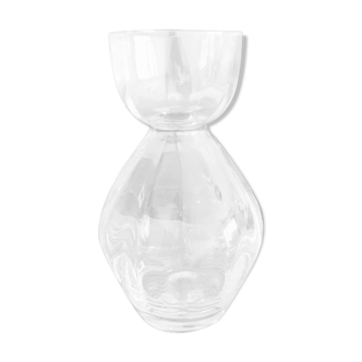 Crystal vase, tulip collar, faceted